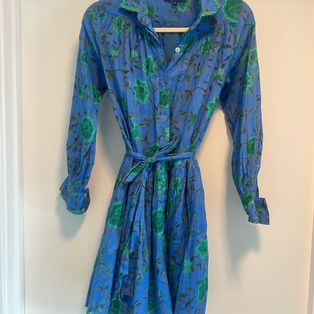 Vibrant Floral Blue Dress
